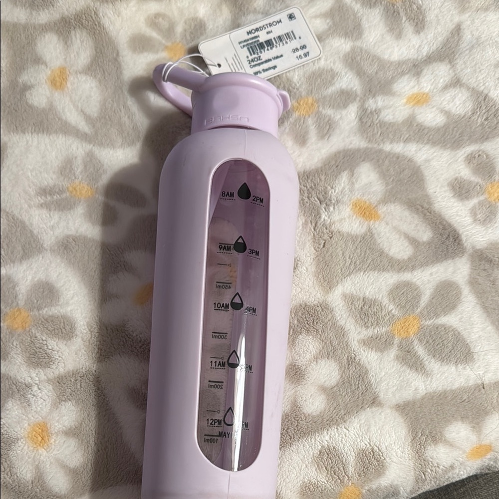 Purple Water Bottle with Time Markings